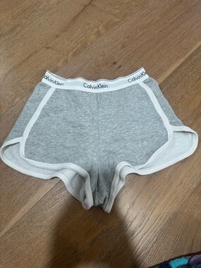 Calvin Klein White and Black Logo Waistband Sleep Shorts